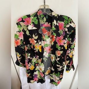 Lauren Ralph Lauren Black Floral Button Down Shirt